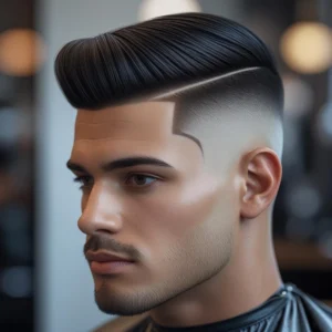Tapered Crew Cut With Hard Part