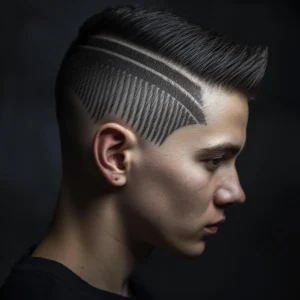 Guys Crew Cut with Line Design