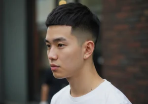 Crew Cut Asian with Line Up